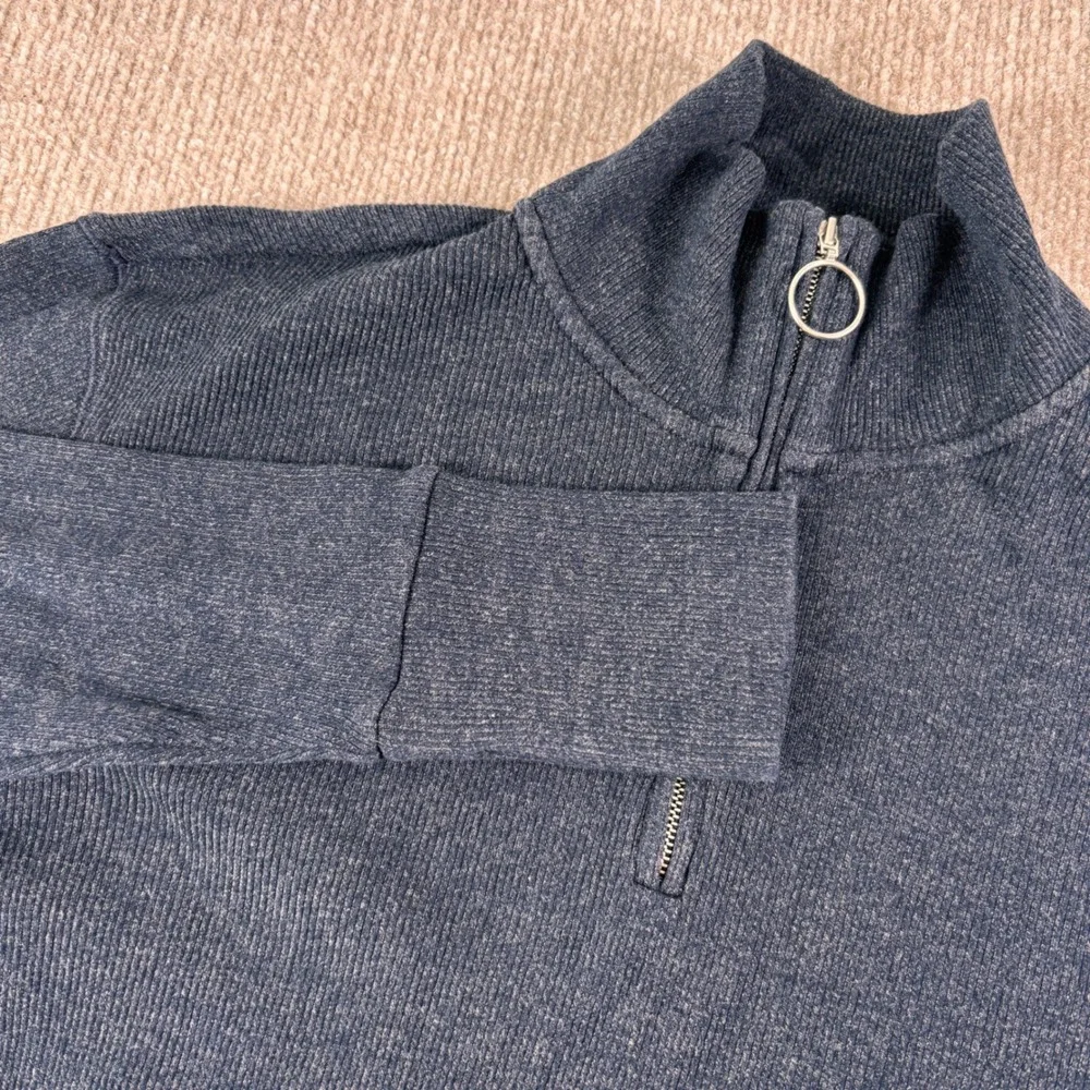 Theory Navy Blue Rib Half Zip Sweater Men's Size Medium EUC Made in USA